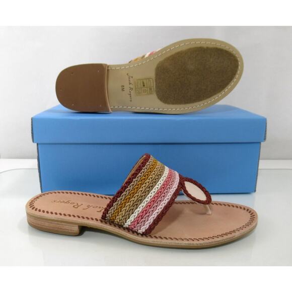 Jack Rogers Signature Jacks Rope Flat Thong Slide Sandals Multi Blush Size 8 - Picture 6 of 6